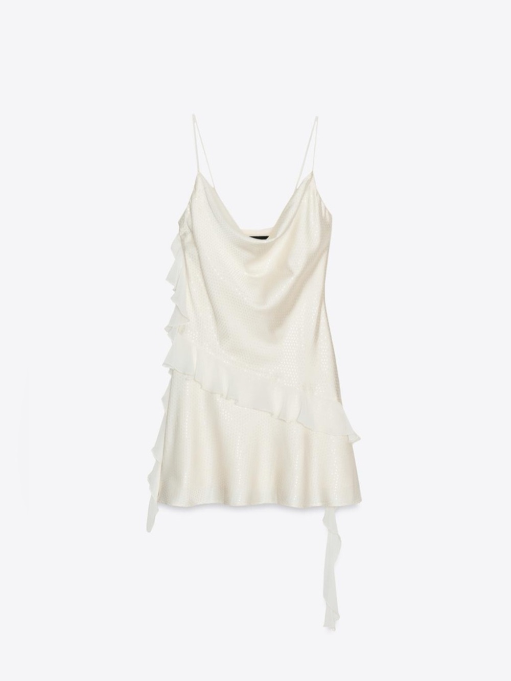 Zara Cream Ruffled Mini Dress - Picture 9 of 9